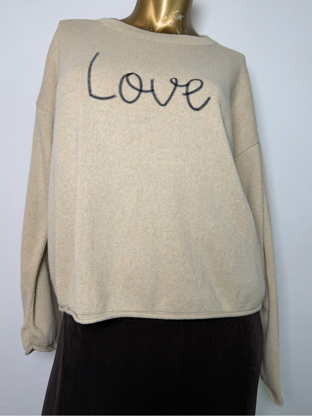 Vintage Town Pride “Love” Embroidered Lightweight Knit Sweater XS Made in USA